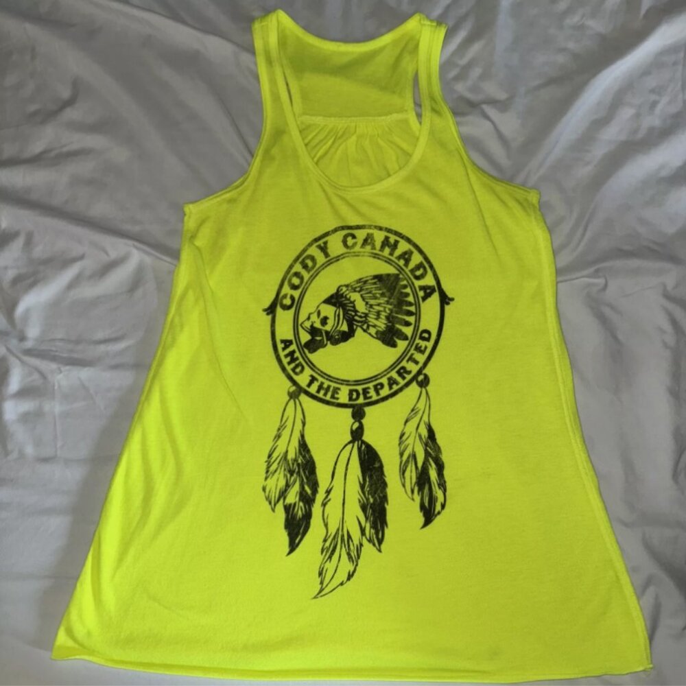 Cody Canada And The Departed Concert Women’s Tank Top Neon Yellow Small